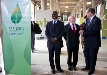 President Higgins is pictured at a meeting of the Conseil Economique, Social et Environmental with Kofi Annan and Prince Albert of Monaco. 