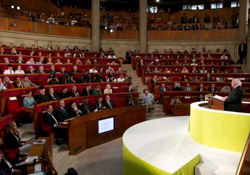 President Higgins gives a speech at a meeting of the Conseil Economique, Social et Environmental.