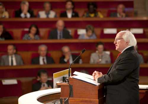 President Higgins gives a speech at a meeting of the Conseil Economique, Social et Environmental.