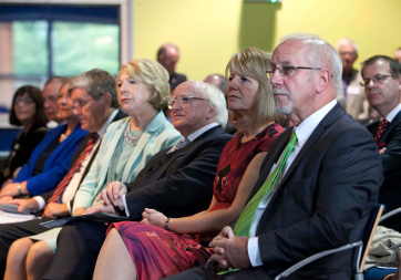 President Higgins and Sabina are pictured with Wendy and Colin Parry at the Tim Parry Johnathan Ball Foundation for Peace Centre