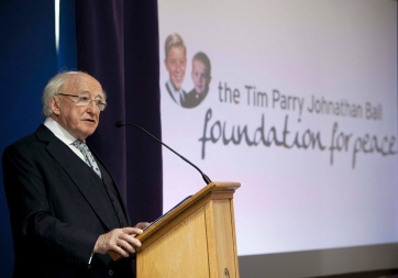 President Higgins visits the Tim Parry Johnathan Ball Foundation for Peace Centre
