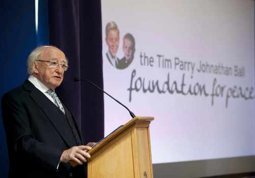 President Higgins visits the Tim Parry Johnathan Ball Foundation for Peace Centre