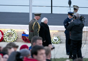 Pictured is President Michael D Higgins at a wreath Laying ceremony at the Anzac Spirit of Place and Dawn Service at Gallipoli