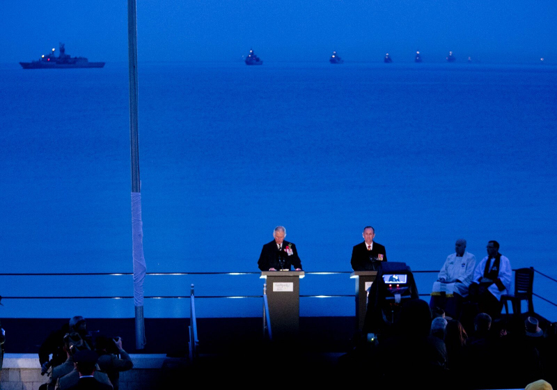 Pictured is HRH Prince Charles giving an address at the Anzac Spirit of Place and Dawn Service at Gallipoli