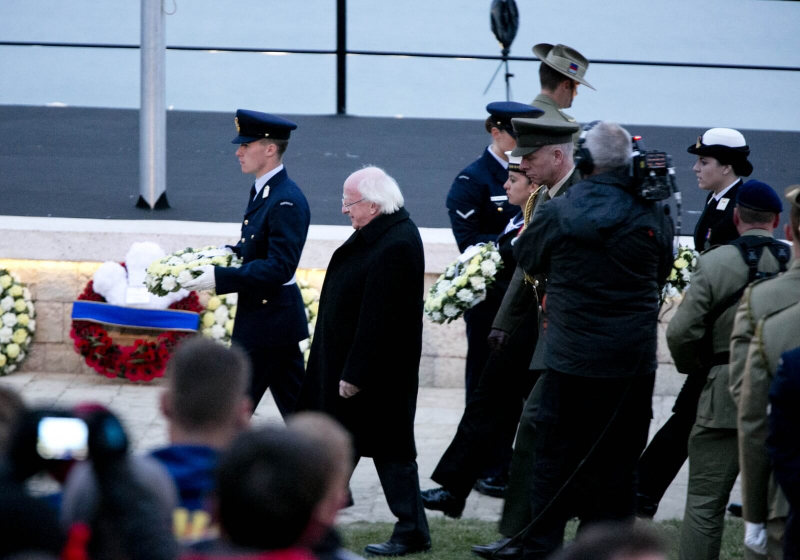 Pictured is President Michael D Higgins at a wreath Laying ceremony at the Anzac Spirit of Place and Dawn Service at Gallipoli
