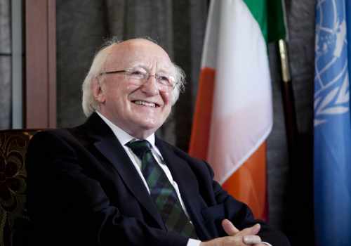 President Michael D Higgins during a visit to the  FINIRISH BATT HQ in South Lebanon