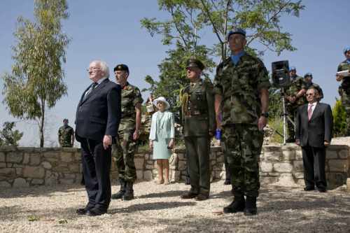 Wreath laying ceremony at the UNIFIL Monument in Tibnin in South Lebanon to comemmorate the 47 members of the Irish Defence Forces who died while on service with the UN
