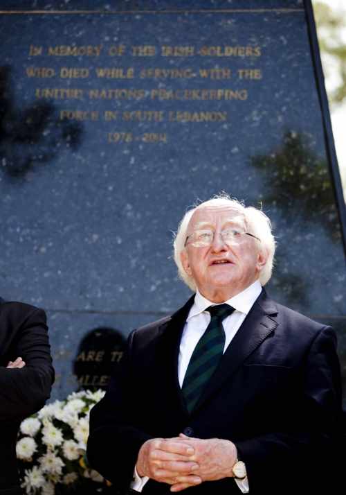Wreath laying ceremony at the UNIFIL Monument in Tibnin in South Lebanon to comemmorate the 47 members of the Irish Defence Forces who died while on service with the UN
