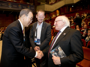 President Michael D Higgins with H.E Ban Ki Moon, Secretary General of the United Nations at the West-Eastern Divan Orchestra concert  at The World Humanitarian Summit