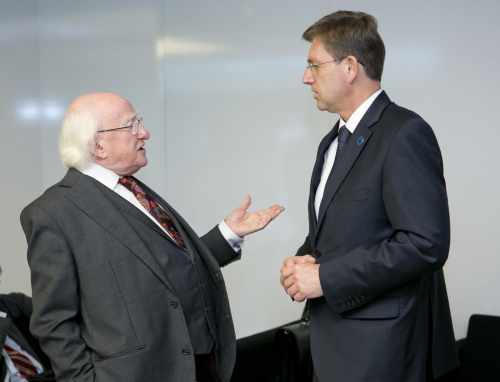 President Michael D Higgins with Prime Minister of Slovenia Miroslav Cerar