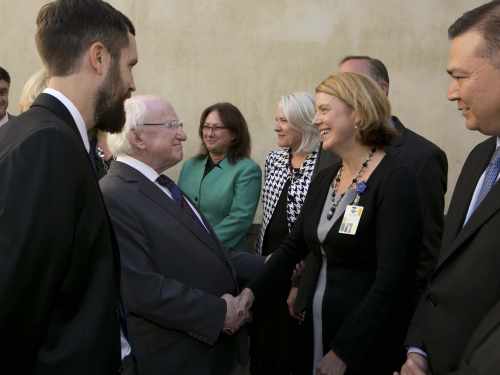 President Higgins attends a reception for first responders, medical staff and volunteers who were involved in the Berkeley tragedy