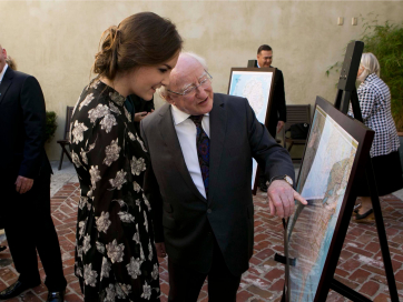 Pictured is Amanda Donohue with President Higgins.