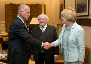 President Higgins and Sabina Higgins visit Sacramento, where the President had an official meeting with Mr Jerry Brown the Governor of California.