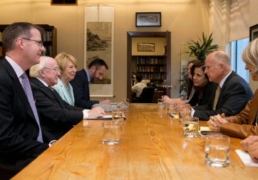 President Higgins visits the State Capitol, Sacramento, where the President had an official meeting with Mr Jerry Brown the Governor of California.