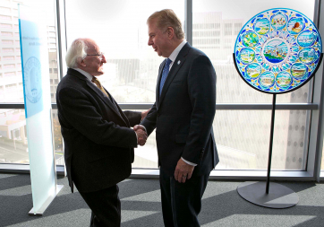 Pictured is President Higgins meeting The Mayor of Seattle, Ed Murray.  