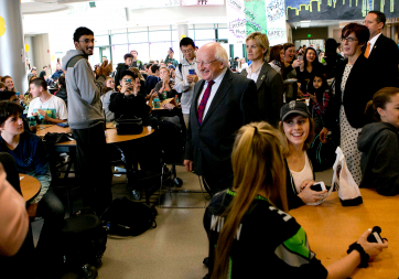 President Higgins is pictured at a visit to Skyline High School, Sannamish, Washington.  