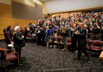 Pictured is President Higgins at the University of Washington where he delivered a keynote address
