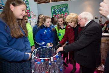 President Higgins with his wife Sabina meeting student from St Marys Secondary School, Mallow, Co Cork