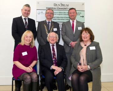 President Higgins with Patricia Doran  AEO, Roisin Daly DATE, Paddy Lavelle CEO, Cllr Pat Hand  Don Nugent