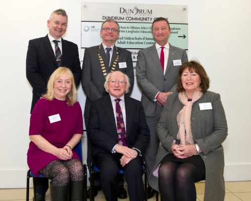 President Higgins with Patricia Doran  AEO, Roisin Daly DATE, Paddy Lavelle CEO, Cllr Pat Hand  Don Nugent