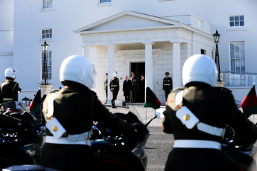 The Second Brigade Cavalry Squad at Aras an Uachtarain before attending the Easter Sunday Commemoration Ceremony