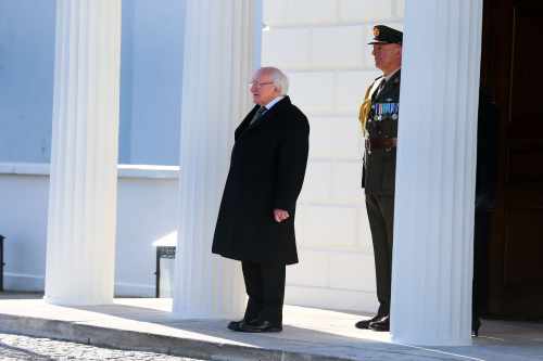 President Michael D. Higgins with the Second Brigade Cavalry Squad at Aras an Uachtarain