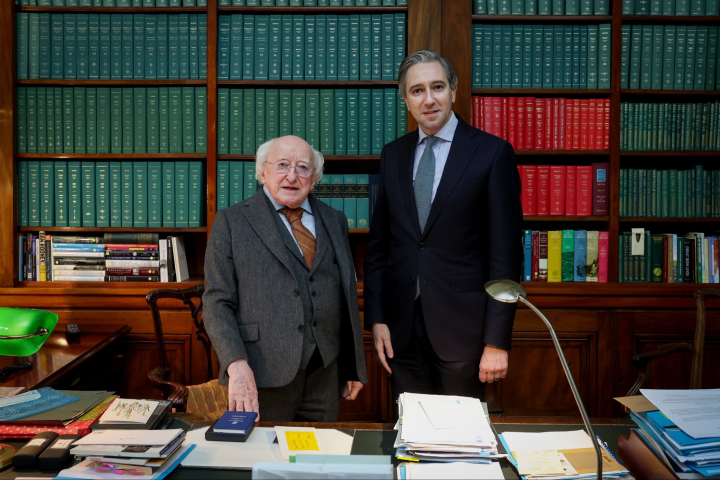 President receives An Tánaiste, Simon Harris on a Courtesy Call