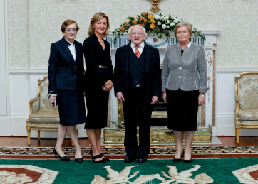 President Higgins with newly appointed High Court Judge Her Honour Justice Reynolds along with Maire Whelan Attorney General and Tanaiste Frances Fitzgerald