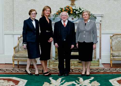 President Higgins with newly appointed High Court Judge Her Honour Justice Reynolds along with Maire Whelan Attorney General and Tanaiste Frances Fitzgerald