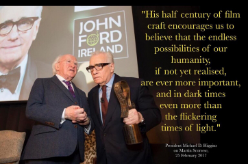 President Michael D. Higgins presented Martin Scorsese with the Irish Film and Television Academy’s 'John Ford Award'.