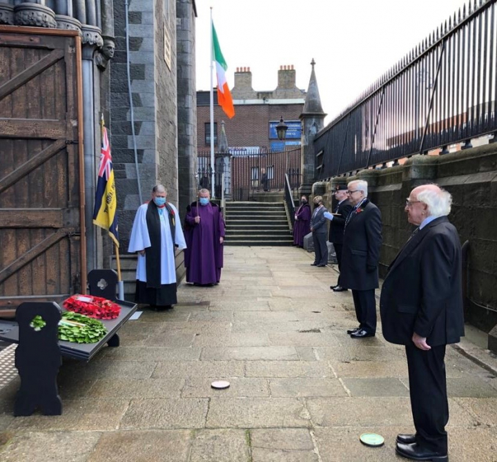 President Michael D Higgins lays wreath commemorating Ireland’s war dead