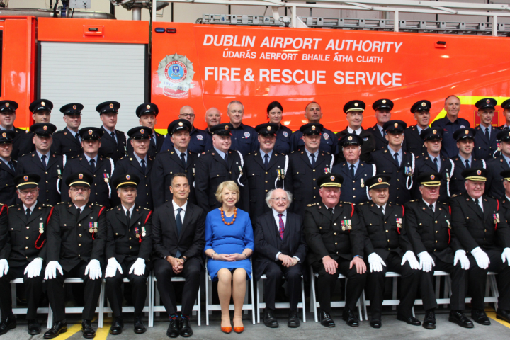 President attends the 75th Anniversary commemoration of the Fire Rescue and Emergency Ambulance Services of Dublin Airport