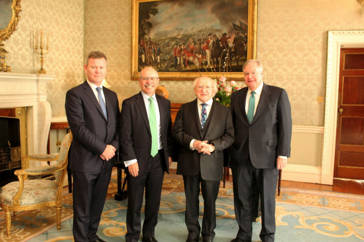President receives the new Chairman of The Ireland Funds America Mr. Eugene McQuade, Mr. David Cronin and Mr. Shaun Kelly