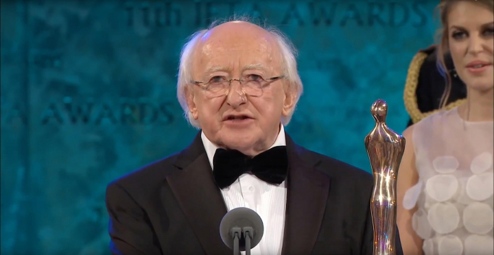 President accepts the Outstanding Contribution to Irish Film & Television Award