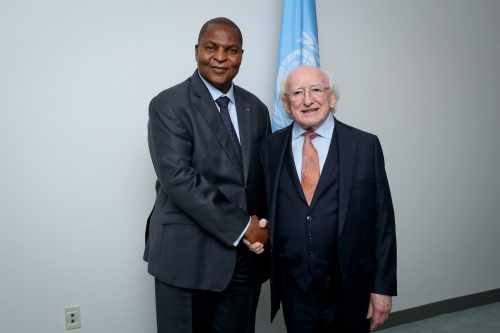 President Higgins in the UN Headquarters in New York meeting with Faustin-Archange Touadera ,President of the Central African Republic