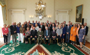 President Michael D. Higgins with members of the Bureau of the European Association of former members of Parliament