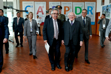 President Higgins with Professor Ignacio Mantilla Prada Rector UNAL