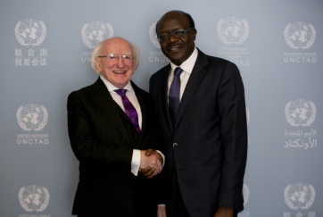 President Michael D Higgins with Dr Mukhisa Kituyi, Secretary-General of UNCTAD at the Palais des Nations, Geneva