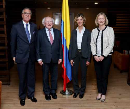 Mr H.E. Nestor Osorio Londono Ambassador of Columbia to Ireland , Ms Maria Angela Holquin Cuellar Minister for Foreign Affairs and H.E. Sonja Hyland Ambassador of Ireland