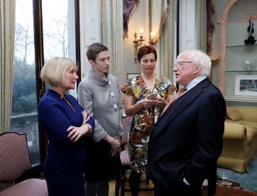 Fiona Mitchell, Juliet Samuel,  Lisa O’Carroll, President Higgins 