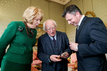 President Michael D.Higgins and his wife Sabina, with Neil Armstrong from The Inniskillings Museum