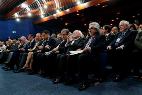 President Higgins at the Universidad National de Columbia (UNAL) with on his right Professor Ignacio Mantilla Prada Rector UNAL