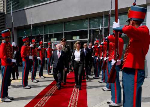 President Michael D. Higgins being welcomed to Colombia by Deputy Minister
for Foreign Affairs Patti Londoño