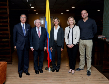 Mr H.E. Nestor Osorio Londono Ambassador of Columbia to Ireland , Ms Maria Angela Holquin Cuellar Minister for Foreign Affairs, H.E. Sonja Hyland Ambassador of Ireland and Mr Leo Varadkar Minister for Social protection