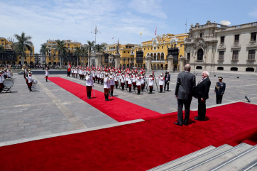 President Higgins meeting President Kuczynski at the Government Palace in the city of Lima in Peru