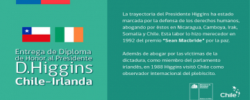 President Receives A Diploma Of Honour From Chilean Foreign Minister Mr. Heraldo Muñoz